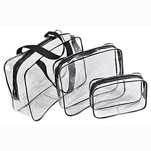 Clear Vinyl Pvc Zipper Bags With Handles,Round Transparent Toiletries ...
