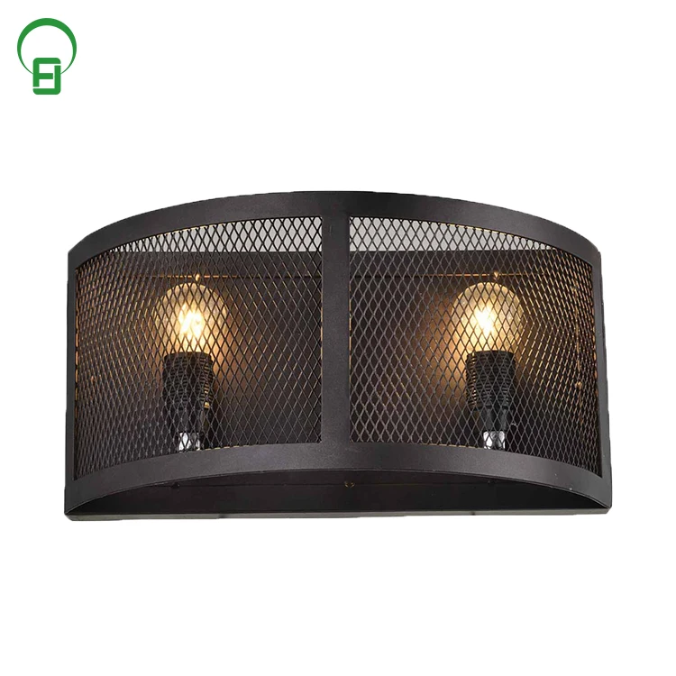 Popular Modern 2 Lamp holder Lights Black Metal Shade rectangle street  wall lamp