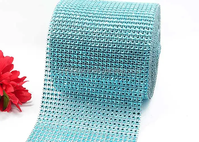 Plastic jewel mesh diamond banding wrap, faux rhinestone mesh ribbon for birthday cake wrap