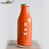Round shape 500ml 16 oz Glass Milk Tea Bottle Stock Yogurt Bottle with Metal Lid for Juice