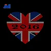 2018 UK flag heart motif iron on hot fix Custom Rhinestone Diamante Transfer Designs for T Shirts