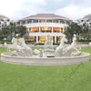 White stone fountain large European horse-drawn car fountain water raft Western character