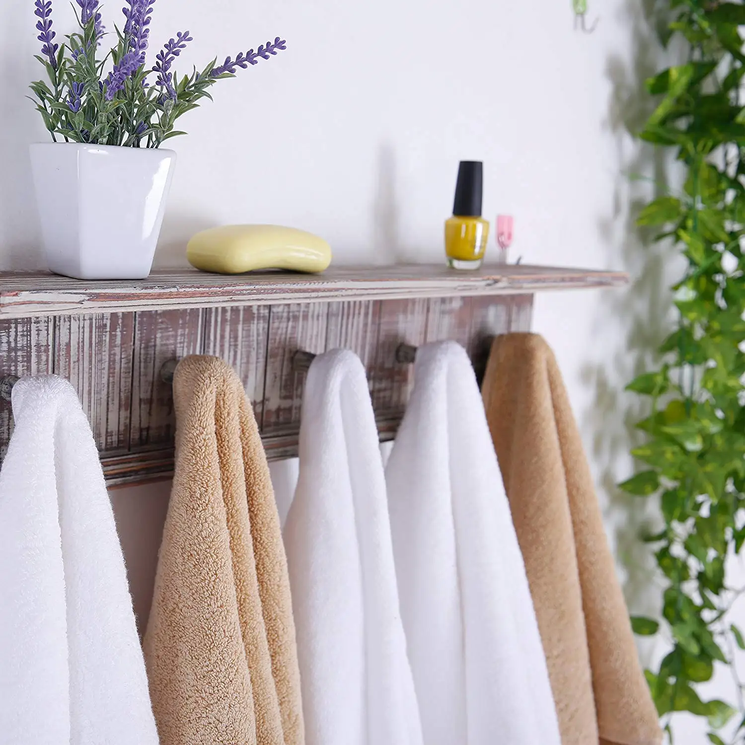 5 Hook Rustic Wood Wall Mounted Floating Bathroom Shelf Towel Bathroom Towel Racks Buy Bathroom Shelf Towel Rack Bathroom Towel Racks Product On Alibaba Com