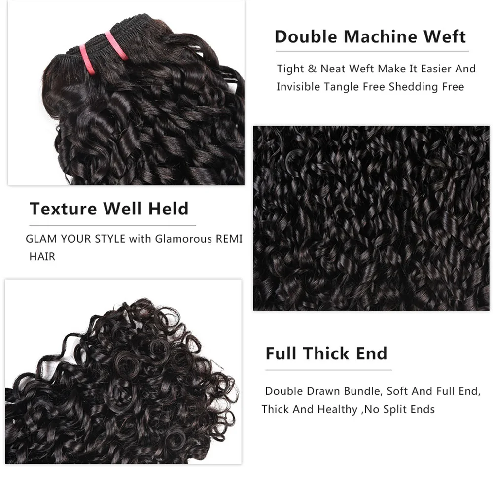 Funmi Double Drawn Remy Human Hair Brazilian 3 Bundles With Lace Closure Flexi Curl Pixie Curl