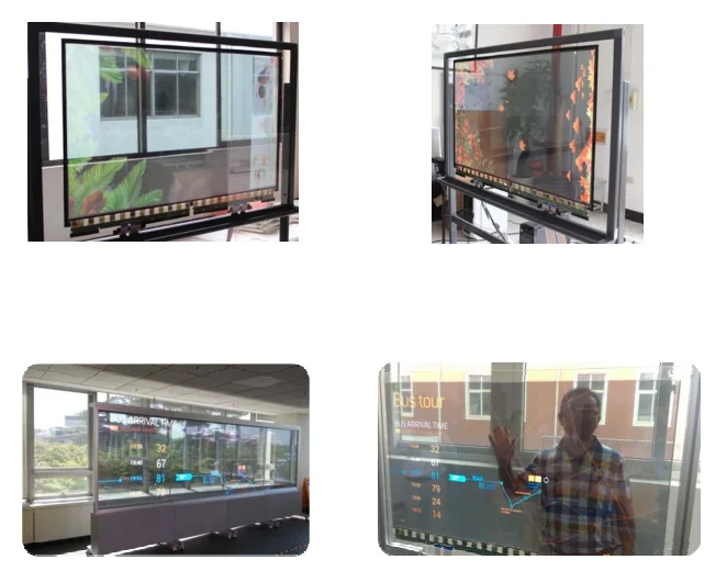 Custom 55inch OLED transparent display with infrared touch digital signage looping-advertisements
