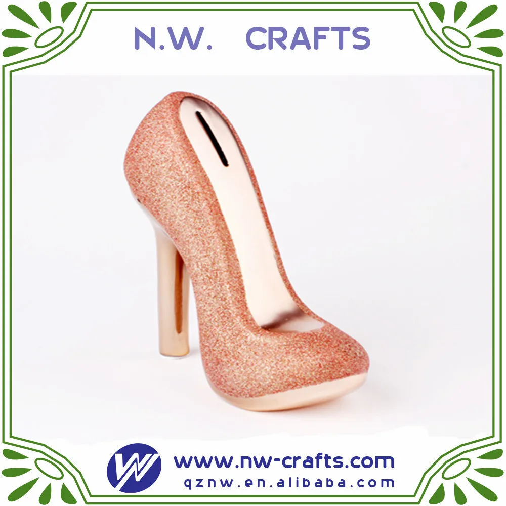 Delicate Wholesale Custom Resin High Heel Shoe Piggy Bank