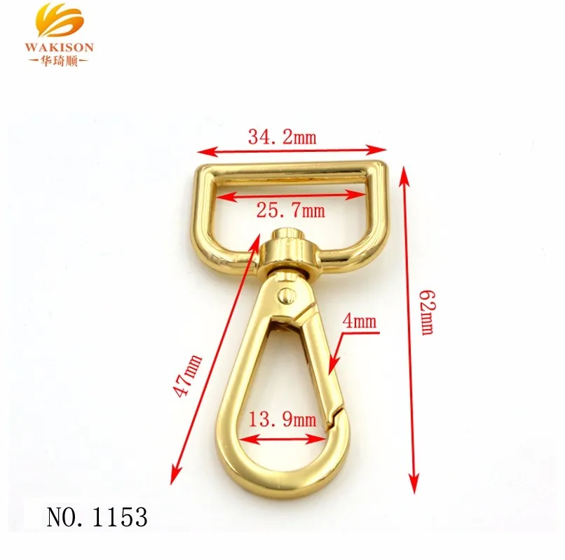 Zinc Alloy Gold Plated 23/4" Trigger Snap Hook 5/8" Swivel Eye Snap