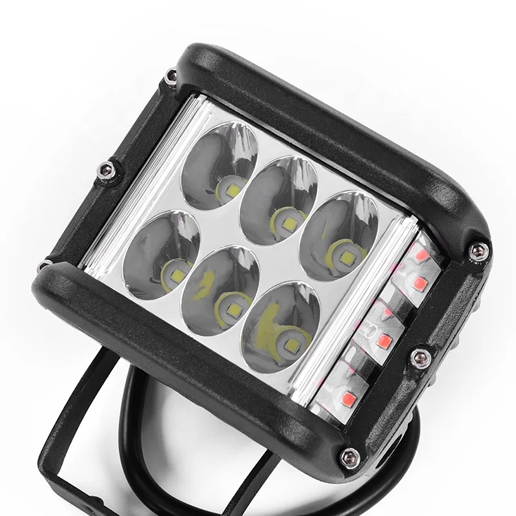 Mini Led Worklight 3Inch Dual Color Offroad Red Blue Amber Square Car 36W Led Strobe Work Light