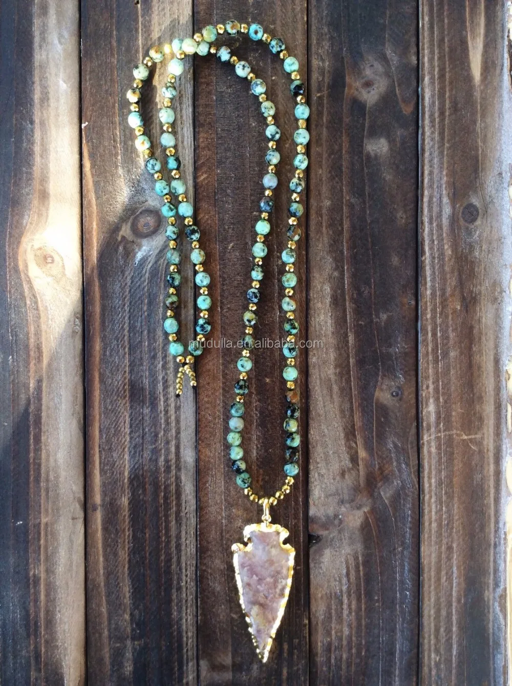 jewelry african turquoise beaded arrowhead pendant necklace for