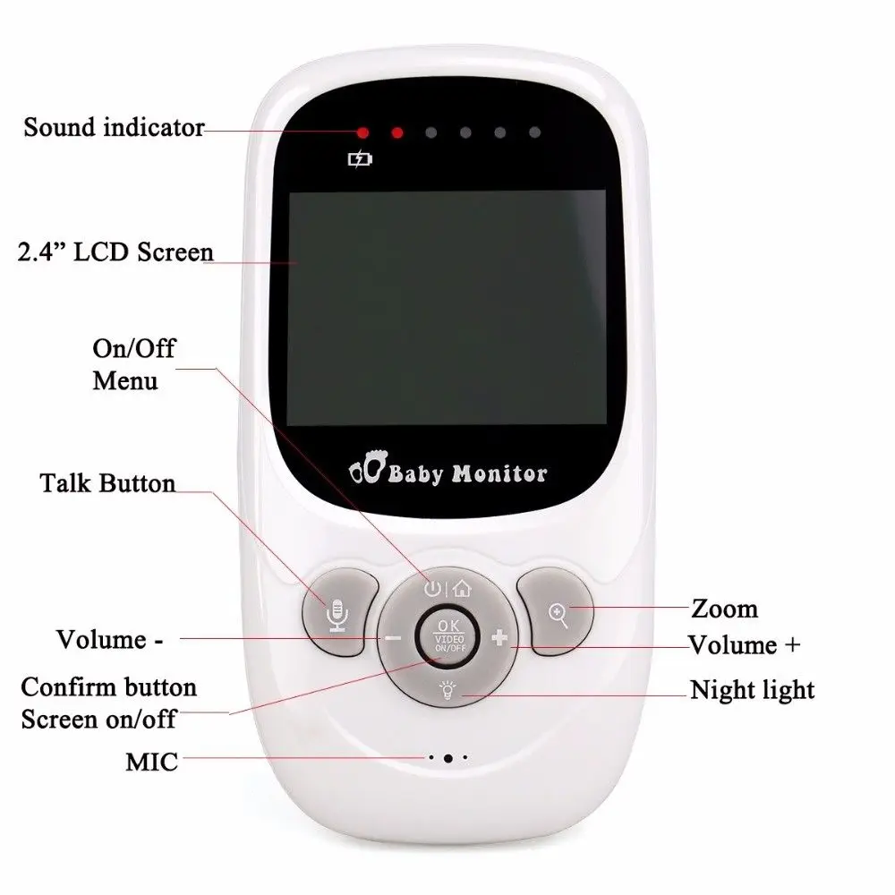 2-Way Audio Talk Safety Portable Babysitter 2.4"  Color LCD Digital Wireless Night Vision Baby Monitor For Kid
