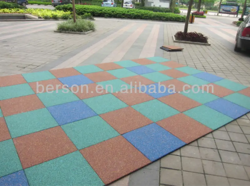 Square Rubber Floor Tile Sports Rubber Flooring Recycle Rubber