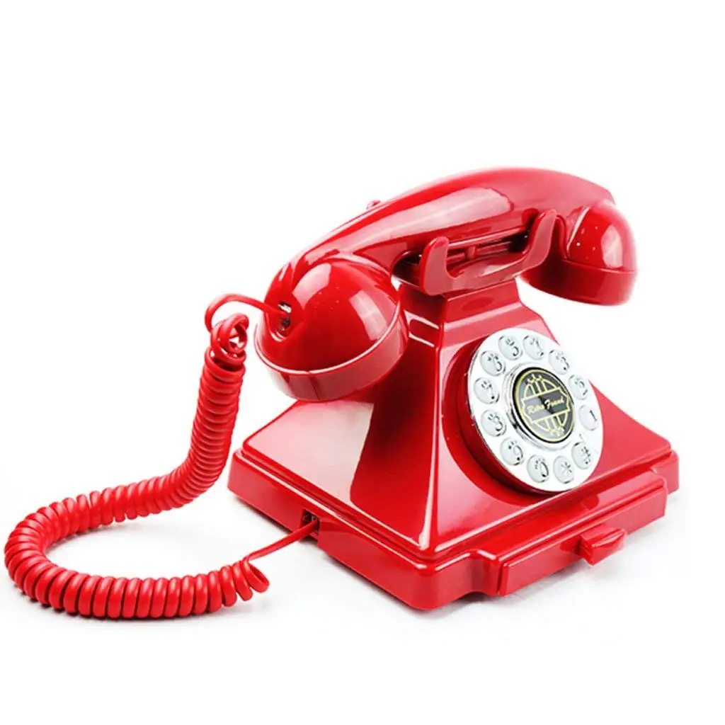 WXL Phone Rope Fixed Landline Antique Phone Retro European Style Creative Home Office Hotel (Color : Red, Size : L18.5CMH16CM)
