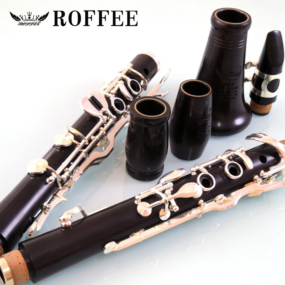 ROFFEE A506 Professional Performance Level Ebony Wood Silver Plated 18 Keys 4 Rings G Tone German Style Clarinet