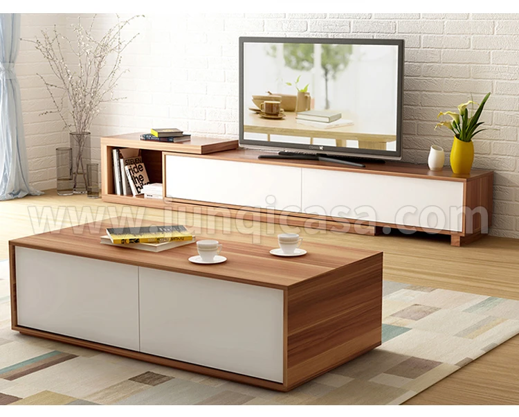 Living Room Mdf Tv Stand With Flexible Drawers And End Table Set Buy