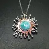 Two Tone Sun Ocean Surf 925 Sterling Silver Natural Larimar Charm Pendant