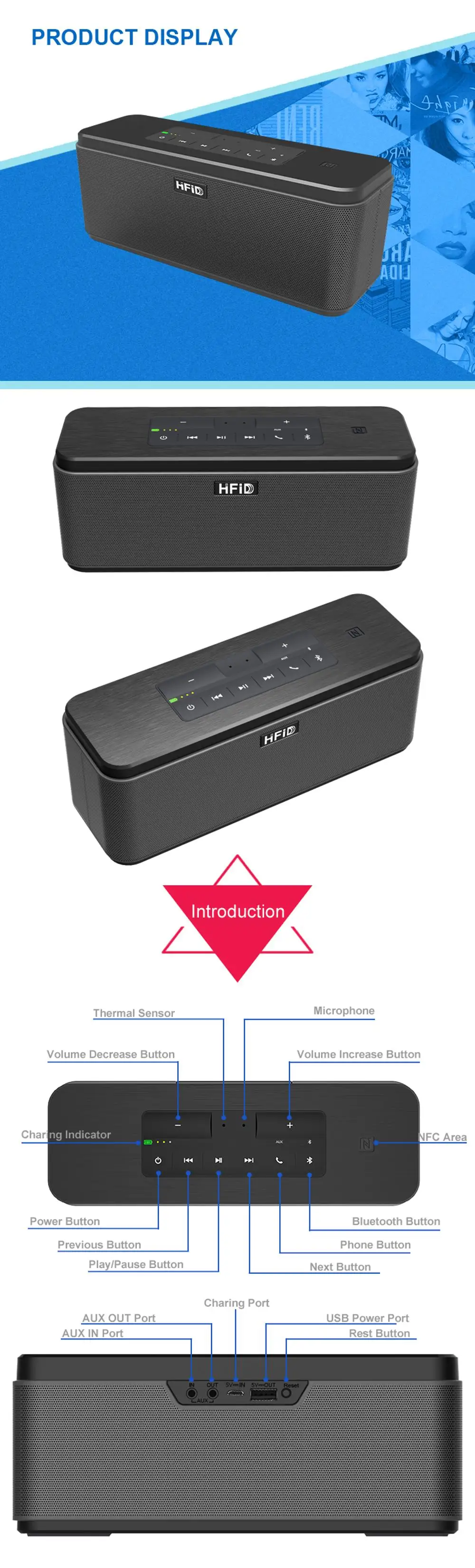 HFD-810U OEM Big Bass Bluetooth Speaker Original Design Made From China - ANKUX.COM