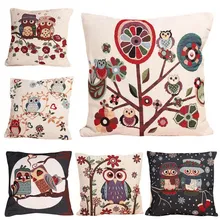 ASLT Cotton Linen Owl Bird Pillow Case Home Textile Free Shipping