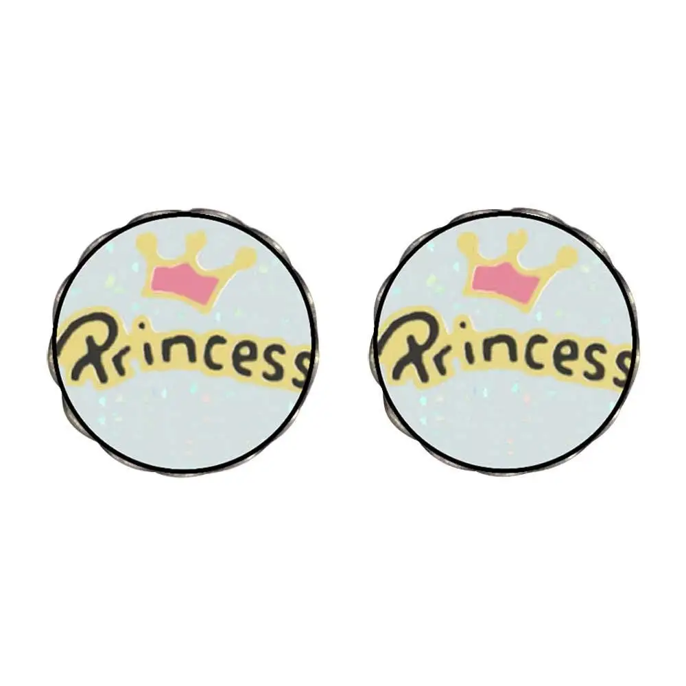 GiftJewelryShop Bronze Retro Style Crown princess Photo Stud Heart Earrings #12 Photo