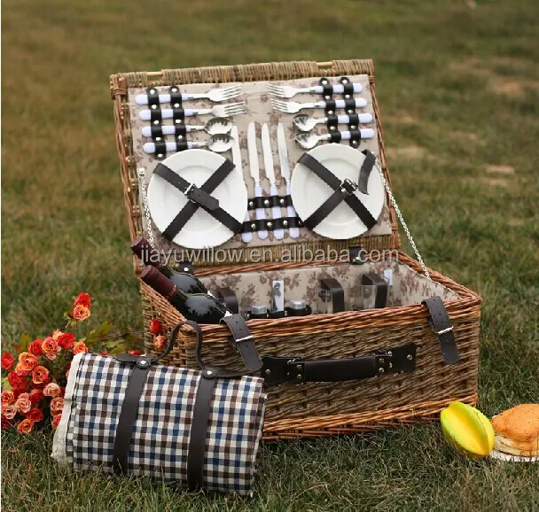 Hotsale 100 Handmade Wicker Picnic Basket With Lid Wicker Picnic