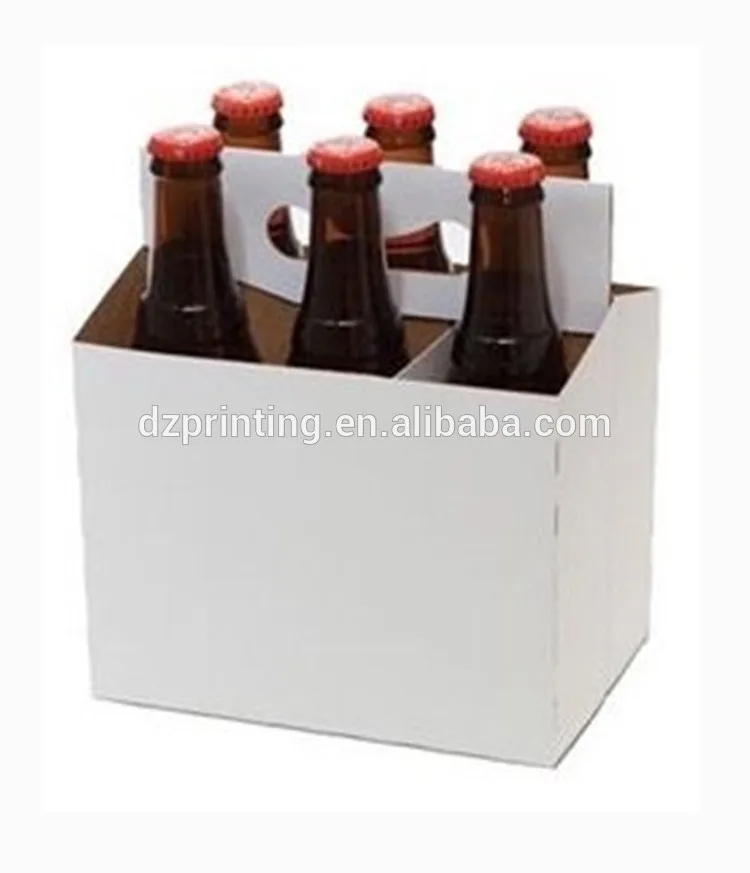 Custom Printed Logo Paper Cardboard 6 Pack Bottle Beer Wine Box Carrier For Promotion
