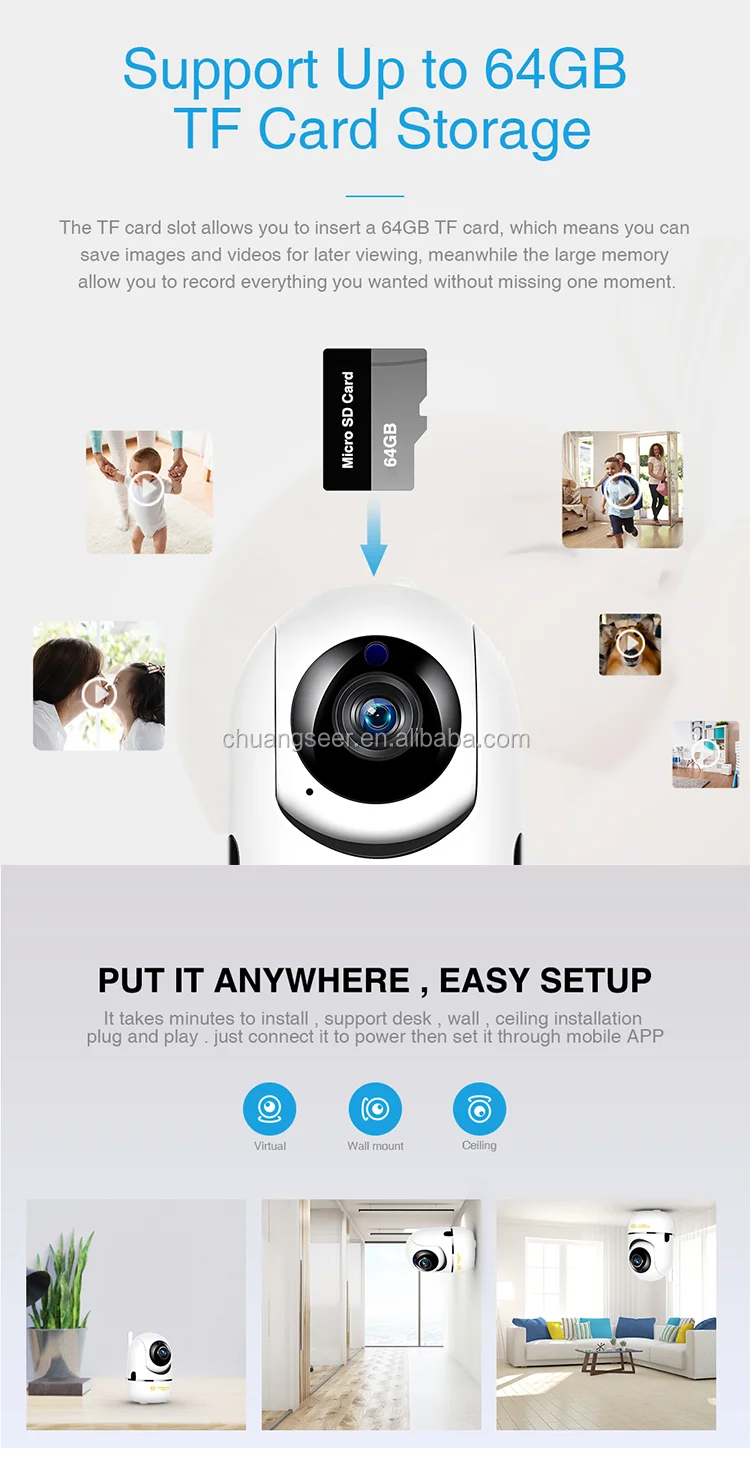 2019 New Home Security Wifi IP Camera HD Smart Cloud IP Camera 1080P/720P