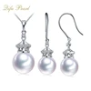 Dubai Charming 18K Gold Real Nature Pearl Diamond Jewelry Set Purity And Elegance Specially For Women