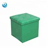 Foldable contemporary unique green red leather storage ottoman