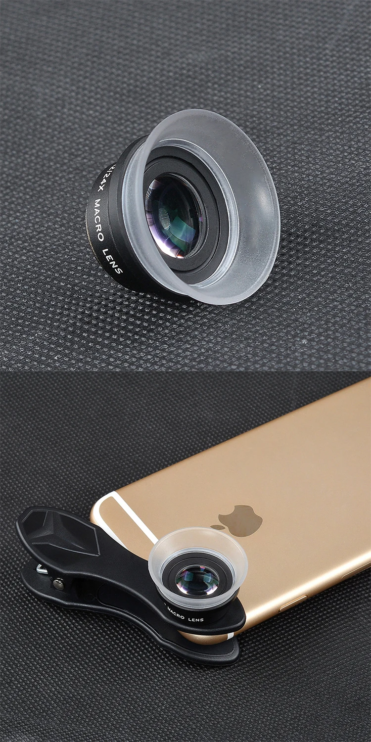 Apexel Universal Clip On Cell Phone Camera Lenses 12x Macro + 24x Super