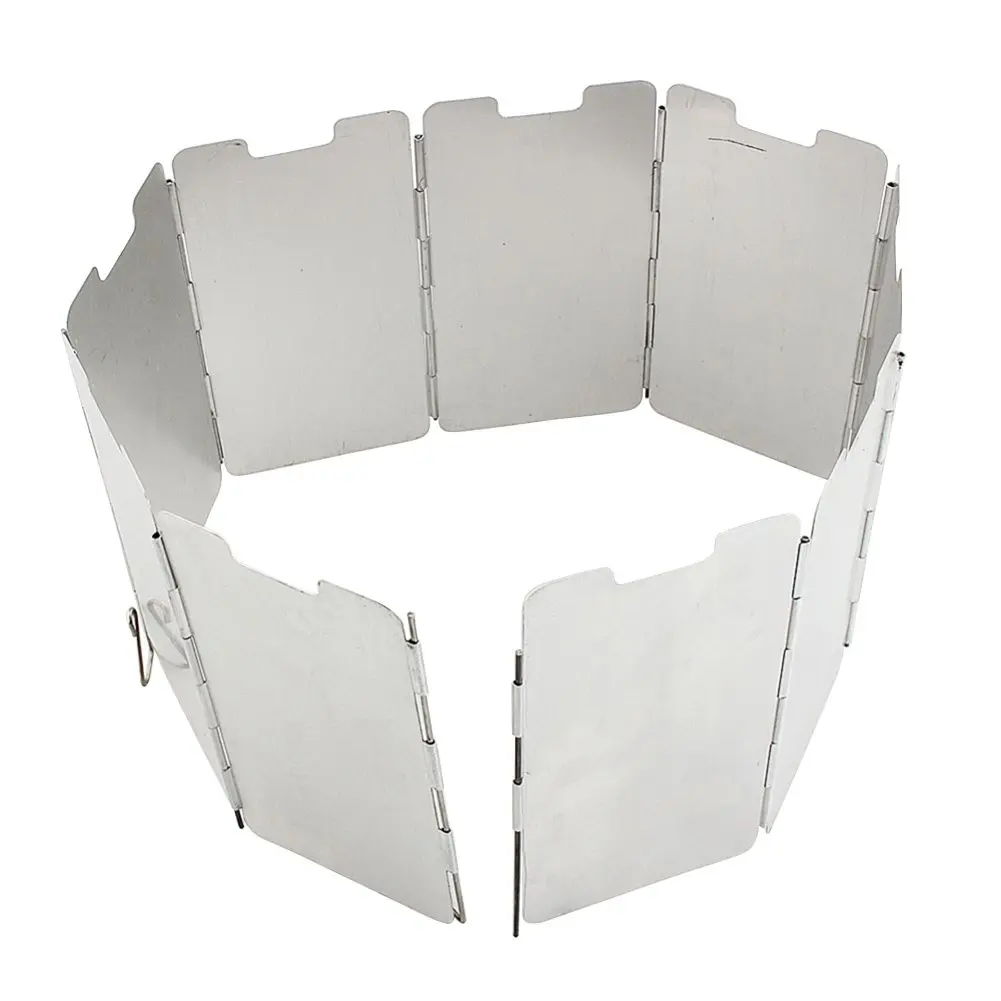 Etopsell Outdoor Camping Portable Folding Lightweight Aluminum Wind Deflector Windshield Board 9 Plates Windscreen for Solo Stove and Backpacking Stoves, Camping Stoves, Butane Stoves