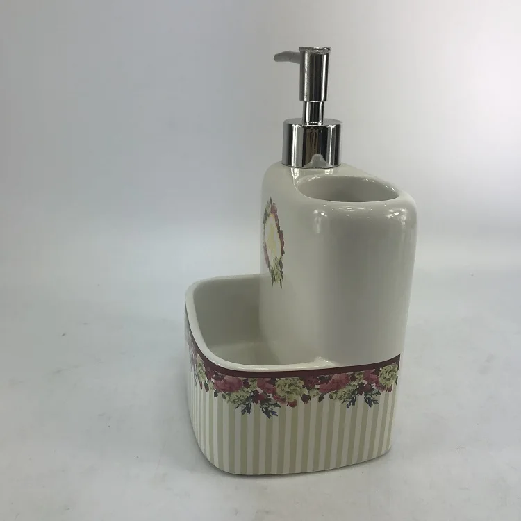 Royal Europe White Ceramic Kitchen Canister Soap Dispenser Set