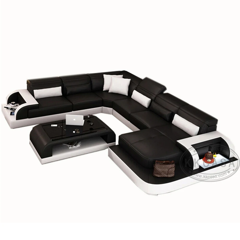 Living Room Sofa Set U Shape Sectional Leather Sofa For Home Sofa