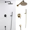 Bathroom Wall Mounted dual functions top sprayer shower Brushed gold mixer Shower Faucet set