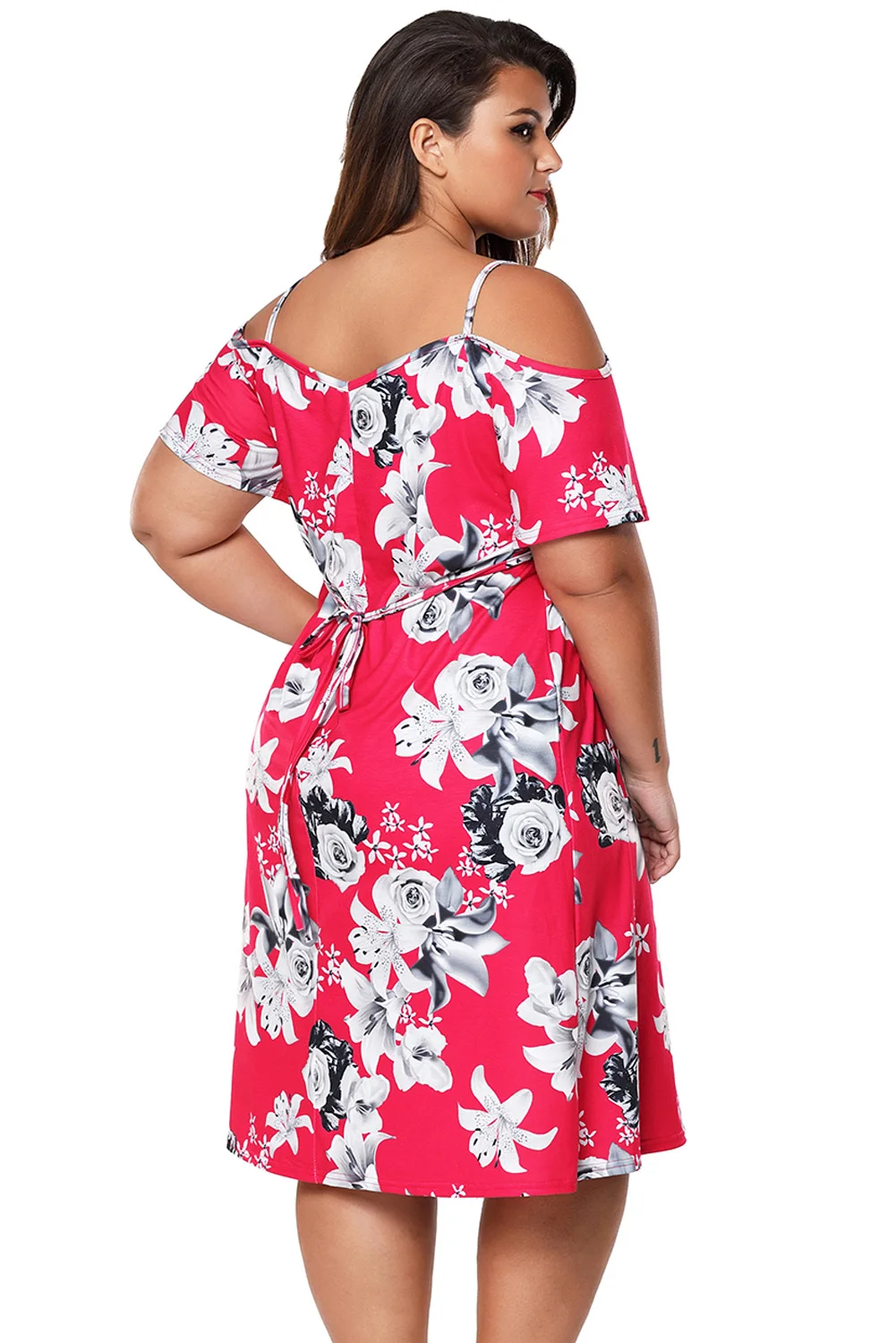 Floral Cold Shoulder Plus Size Dress For Women - Buy New Model Girl ...