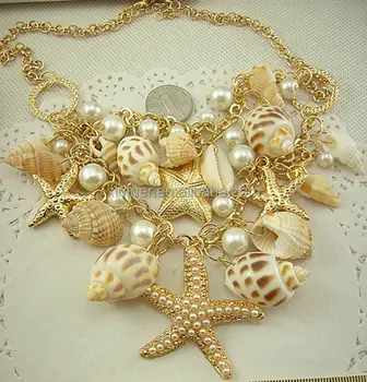 Beach Jewelry For Women Gold Shell Starfish Necklace Layered