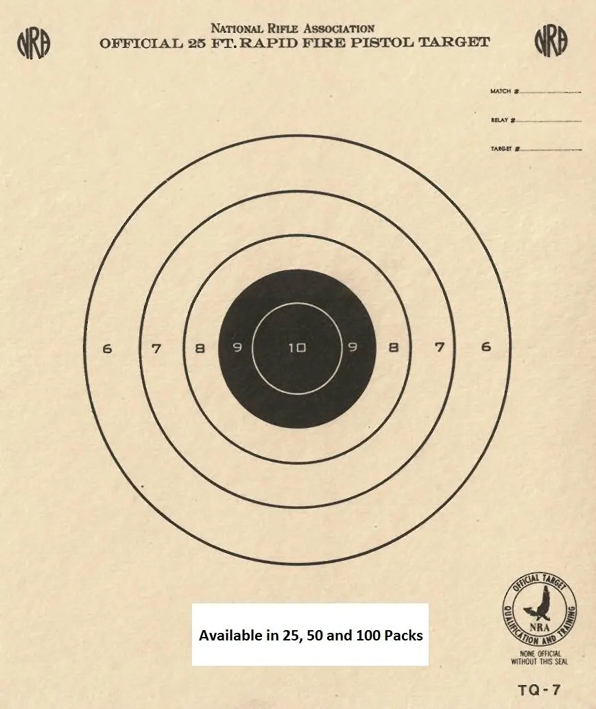 25 Foot Pistol Target Printable