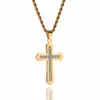 Gold Cross necklace polished shiny copper with AAA Zircon micro paved top quality christian products christian cross pendant