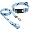 2019 New Arrival Pet Supplies Customized Shell Pattern Nylon Pet Training Collar With Pet Running Leash