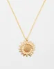 Personalized sunflower charm gold necklace