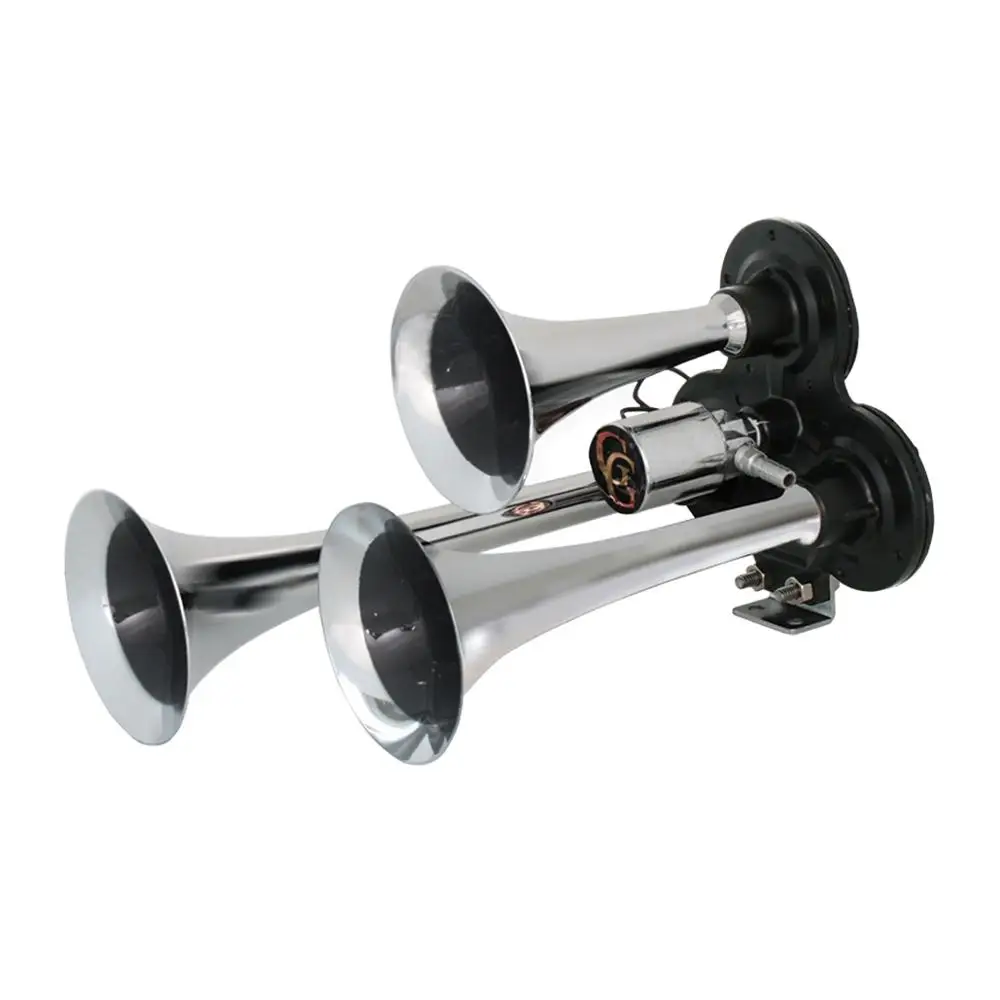 12v 24v 3 Pipe Electric Air Horn Chrome/black Truck Horn Buy 3 Pipe