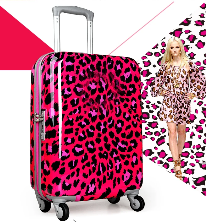 pink leopard print suitcase