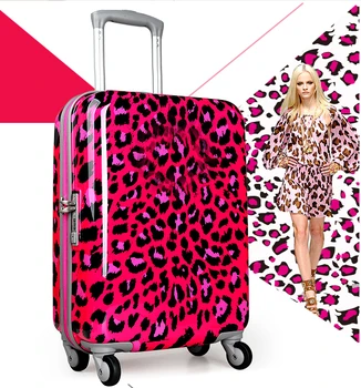 pink leopard print luggage