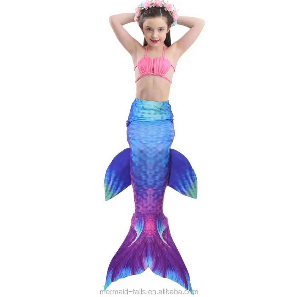 3pcs New Fairy Tale Kids Girl Mermaid Tail Swimmable Bikini Set ...