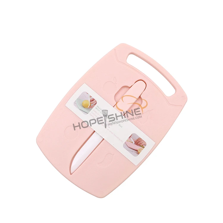  wheat straw fiber non-slip function Eco-friendly plastic cutting board with knife set