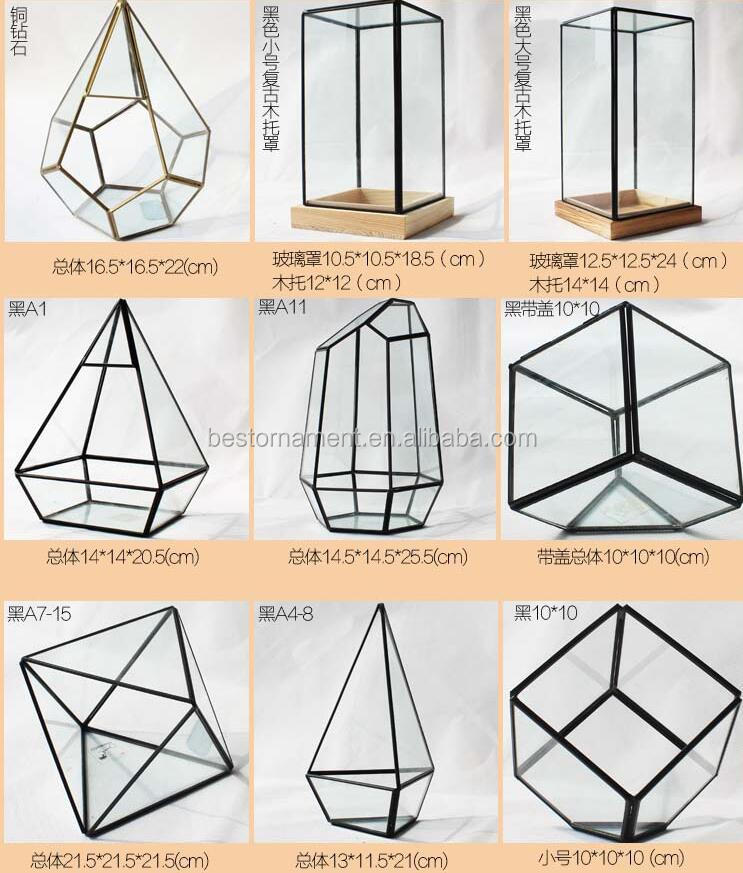 Irregular Glass Gold Geometric Terrarium For Tabletop Succulent Plant