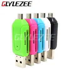 Glylezee 2 in 1 USB OTG Card Reader Universal Micro USB OTG TF/SD Card Reader Phone Extension Headers Micro USB OTG Adapter