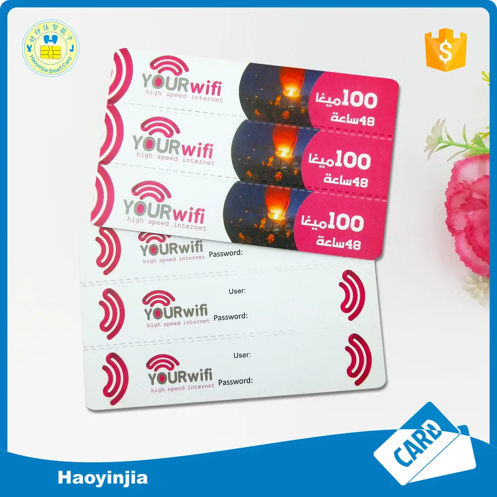 Perforation Multi Pin Paper Card Wifi Card With Scratch Panel Pin Code