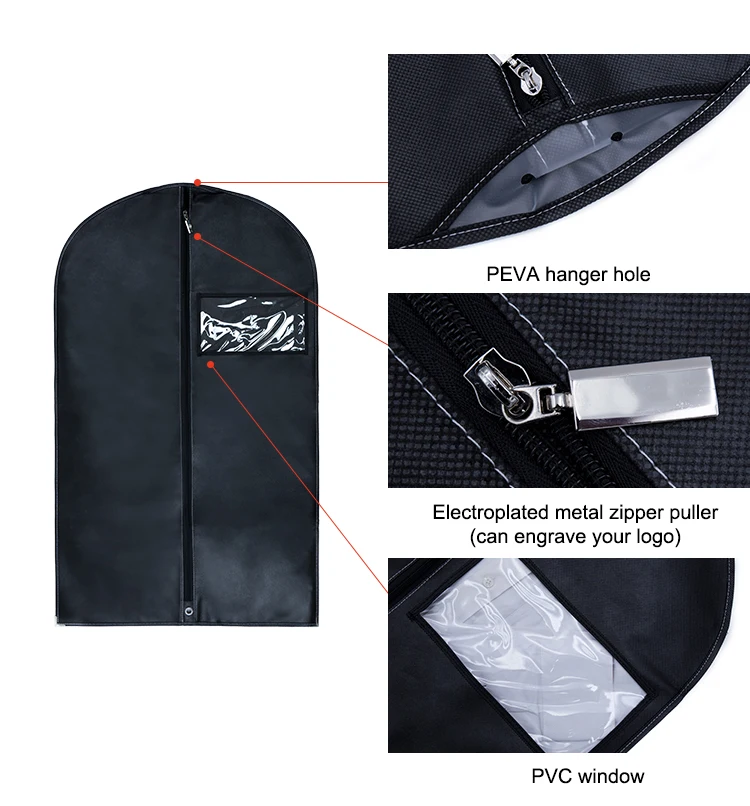 120gsm Non Woven Customised Breathable Zippered Garment Bags Wholesale
