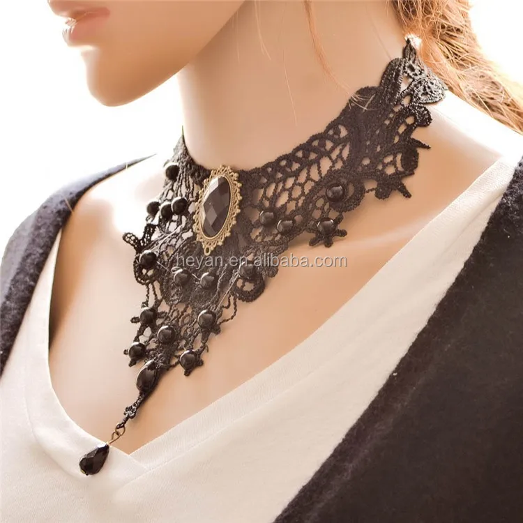 Toporchid Choker Necklace Choker Lace Choker Gothic Necklace for Women（black）