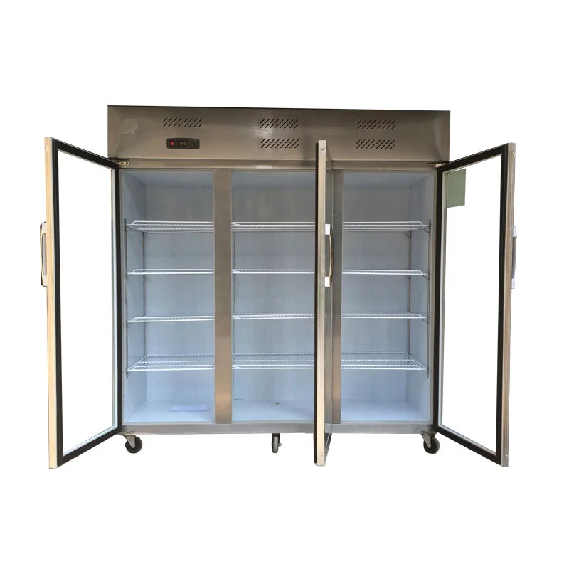 Glas Tür Kühler Typ Küche Ausrüstung Milch Gefrierschrank Edelstahl