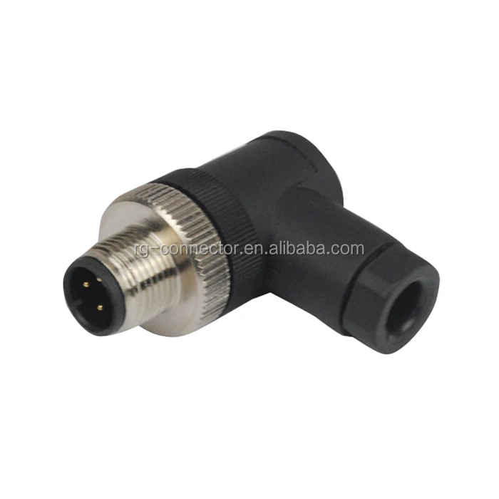 M12 A coding 4 pin male 90 degree connector with circular connector ...